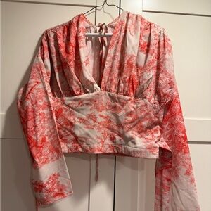 Dior inspired Floral Women's Top hot pink and white